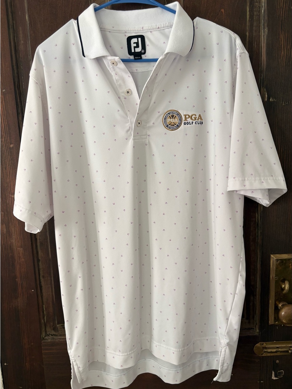 FootJoy White Polo with Subtle Micro Print and PGA Logo